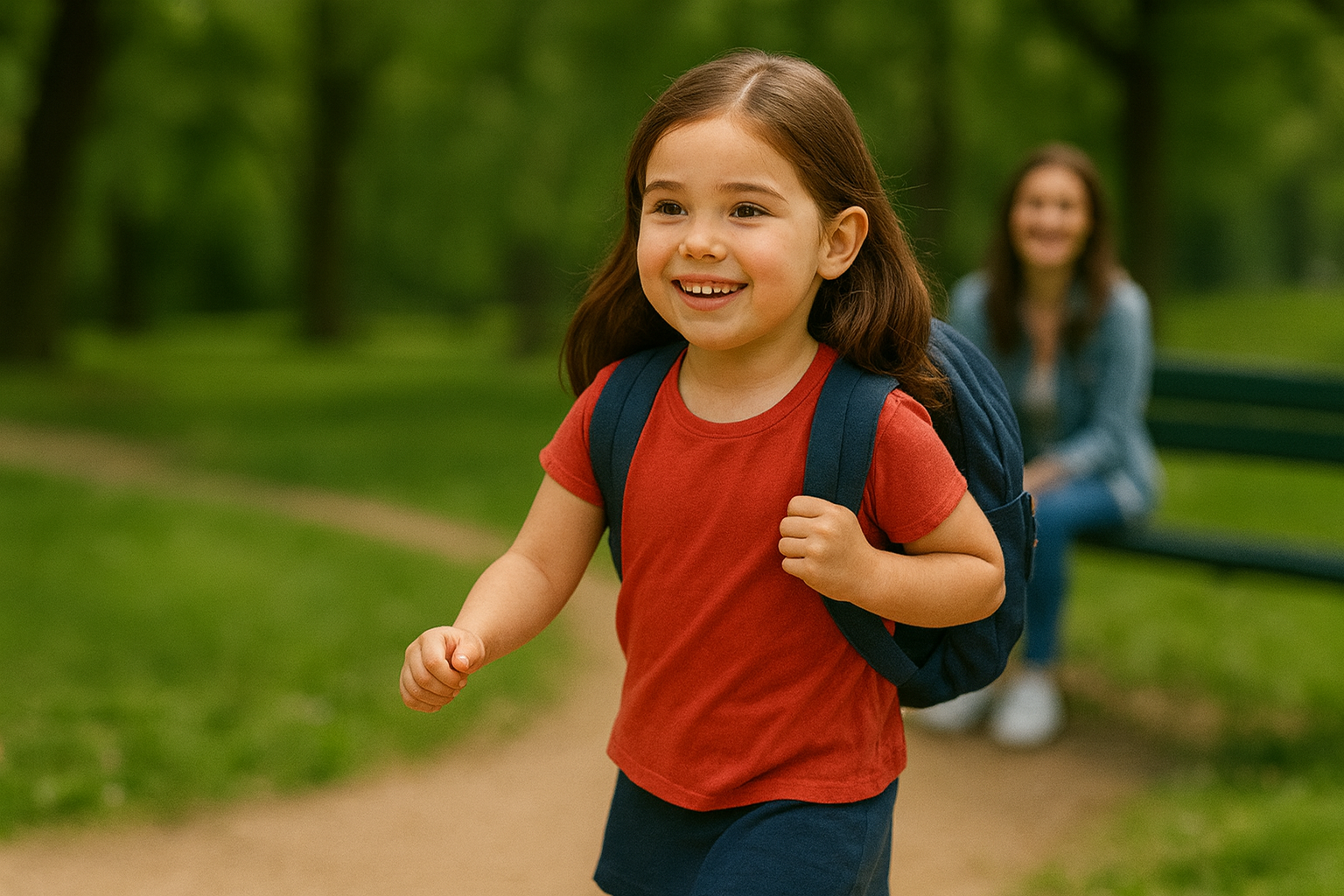Niño caminando en parque